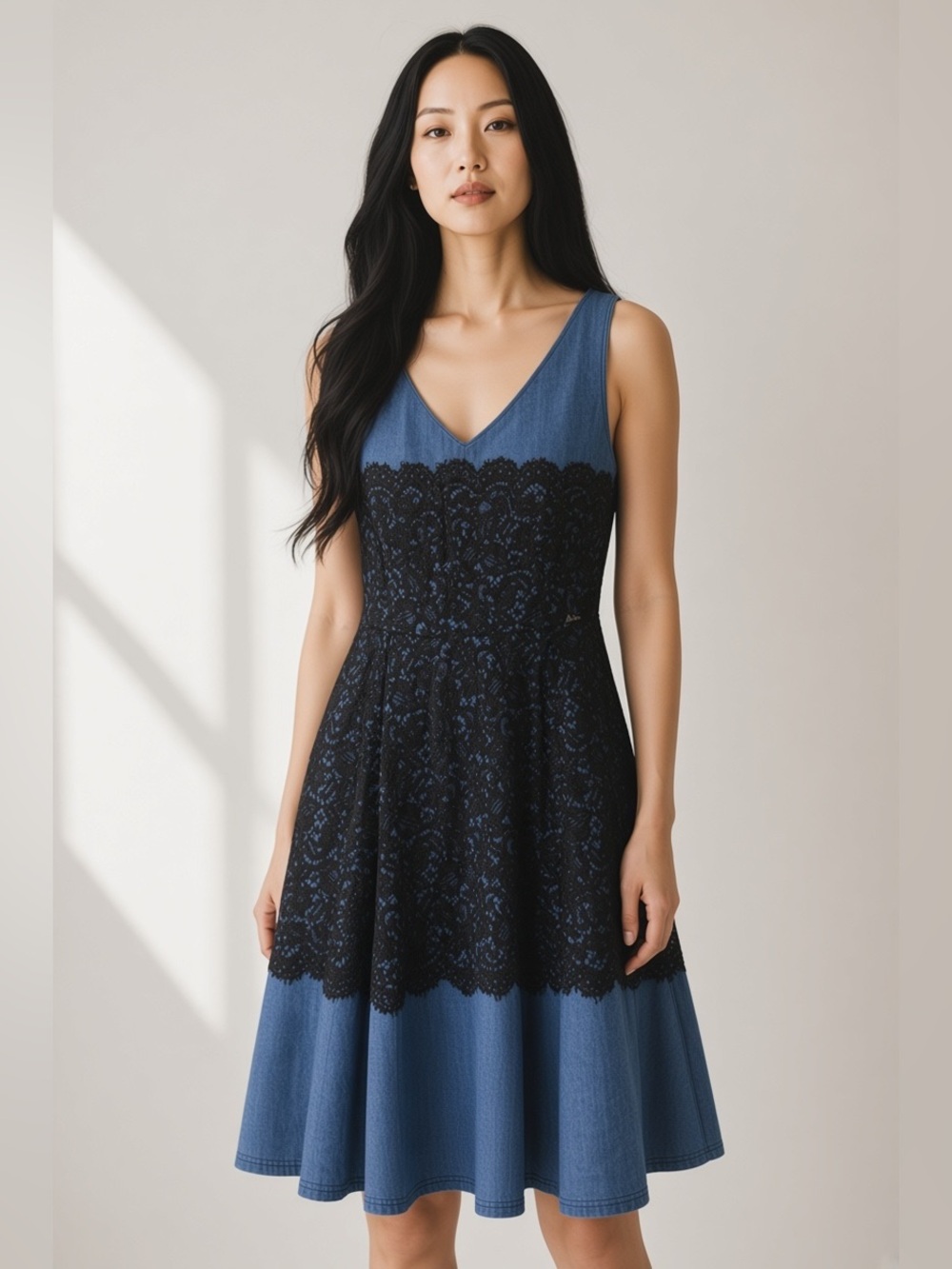 Miss Sixty Y2K Denim Black Lace Dress M Coquette Fairycore Grunge Corset